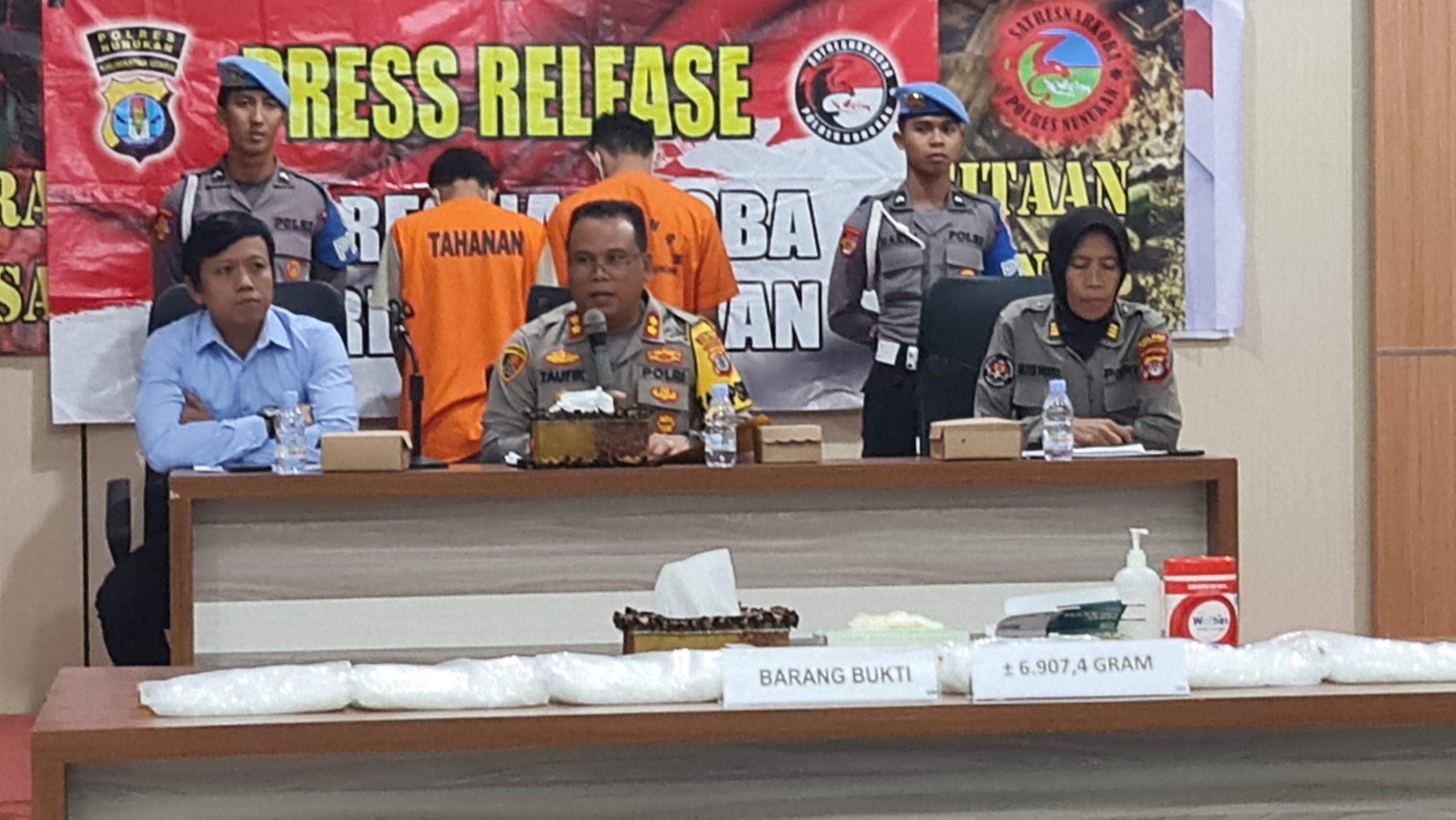 Pres Release Polres Nunukan Pengungkapan Narkotika Golongan I Jenis Sabu seberat 6.907,4 gram.