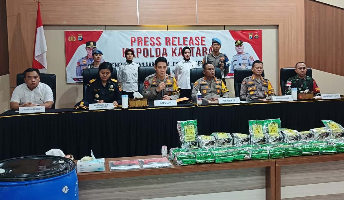 Kapolda Kaltara menyampaiakan realse pengungkapan Narkoba 50 Kilogram 