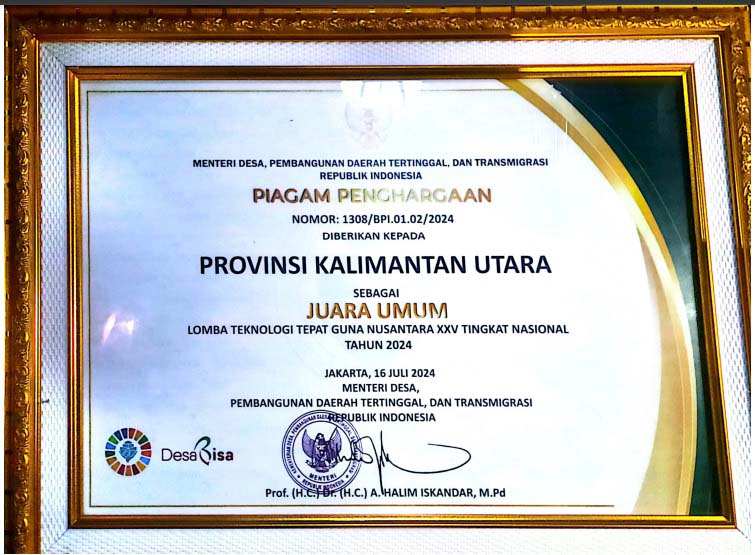 Kaltara Peroleh Juara Umum Inovasi TTG Nusantara XXV.