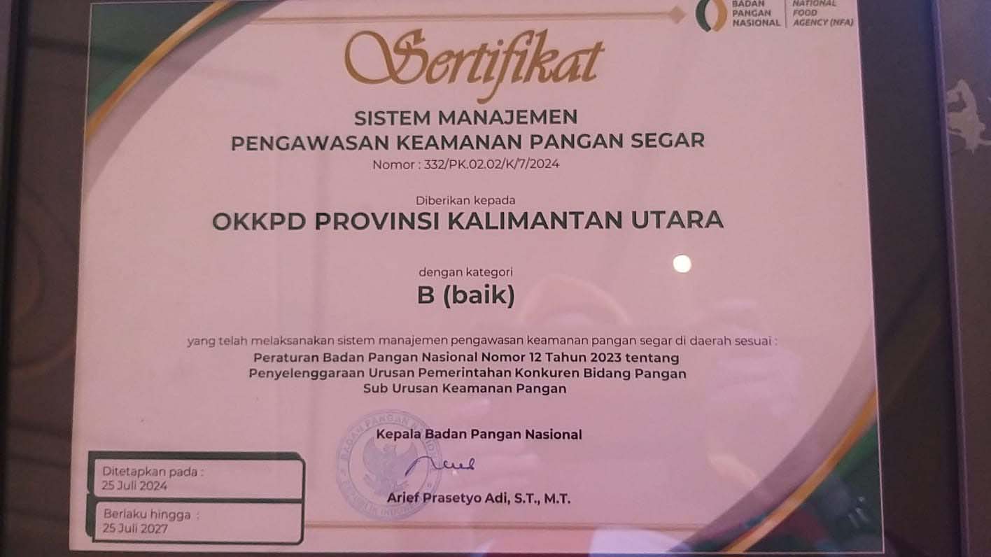 Kaltara Kembali Peroleh Penghargaan di Bapanas Award.