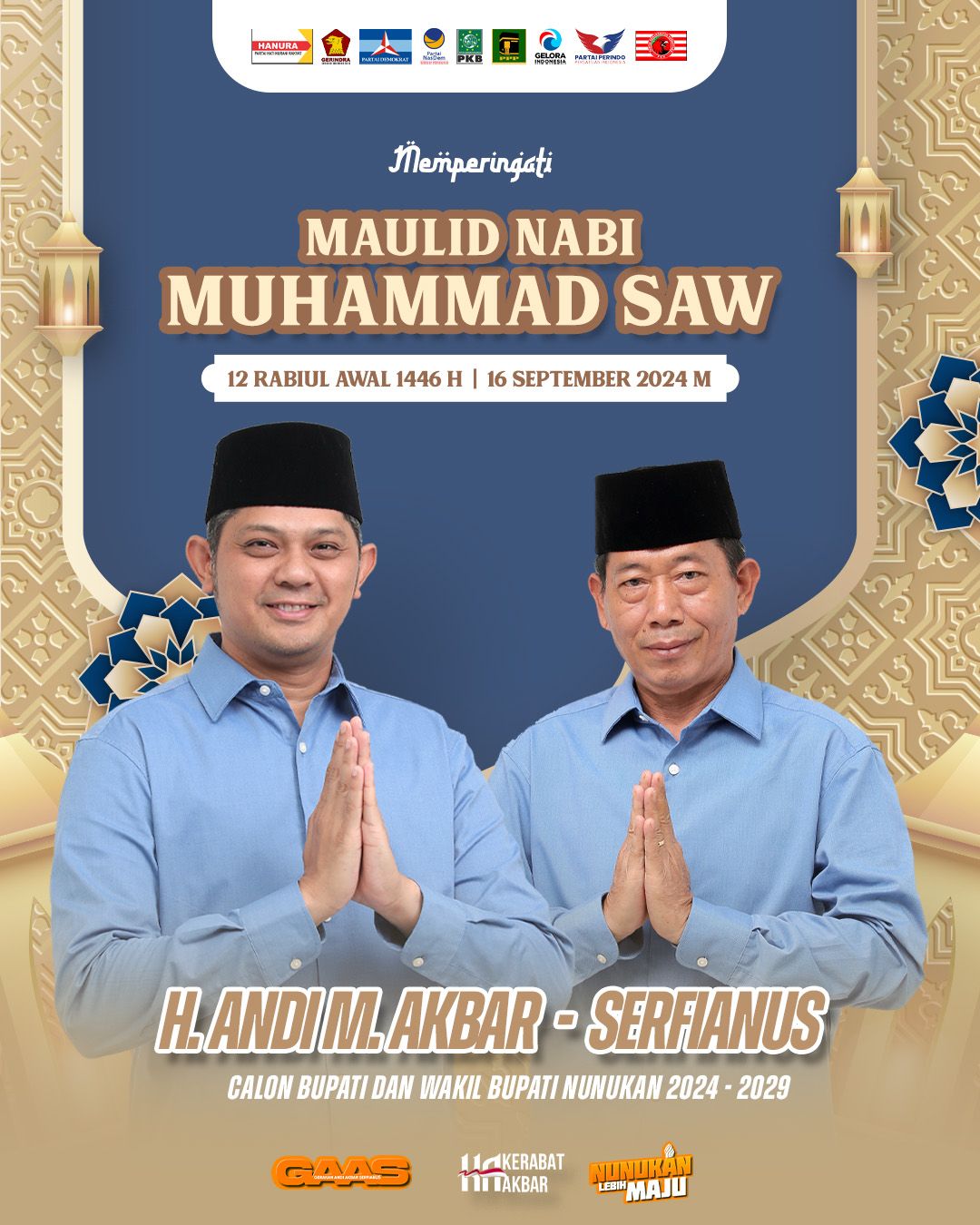 Display GAAS Pilkada 2024 Ucapan Maulid Nabi Muhammad SAW