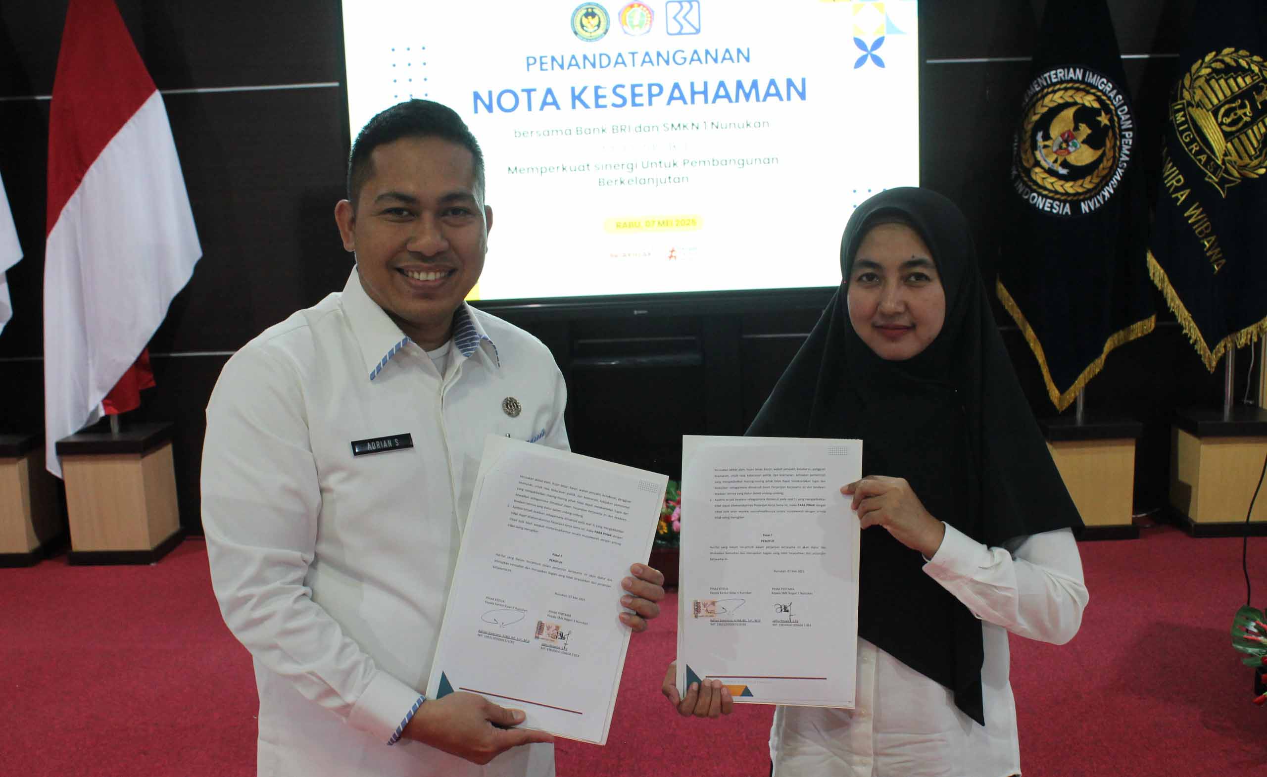 Sinergi untuk Masa Depan, Imigrasi, BRI dan SMK Negeri 1 Nunukan Bersatu dalam MoU