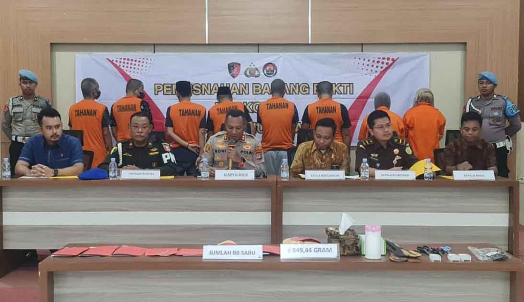 Polres Nunukan Musnahkan 849,44 Gram Sabu dari 8 Kasus Narkotika