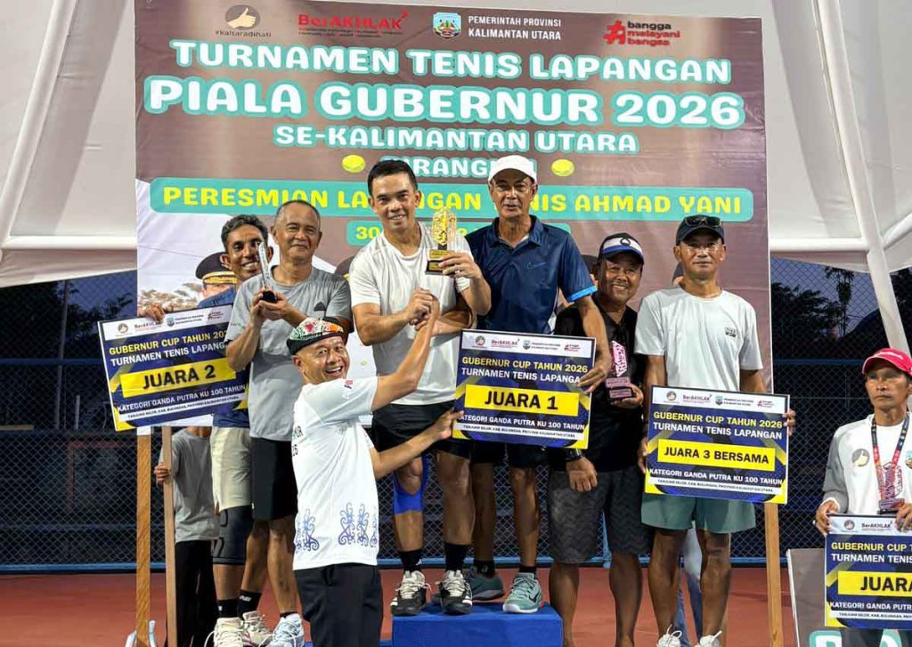 Turnamen Tenis Piala Gubernur Kaltara 2026 Resmi Ditutup, Sekprov Raih Juara 1 GPA KU 100 Tahun