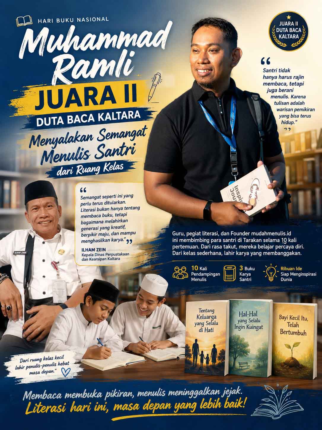 DPK Kaltara Apresiasi Gerakan Literasi Muh. Ramli, Tiga Buku Karya Santri Lahir di Tarakan 