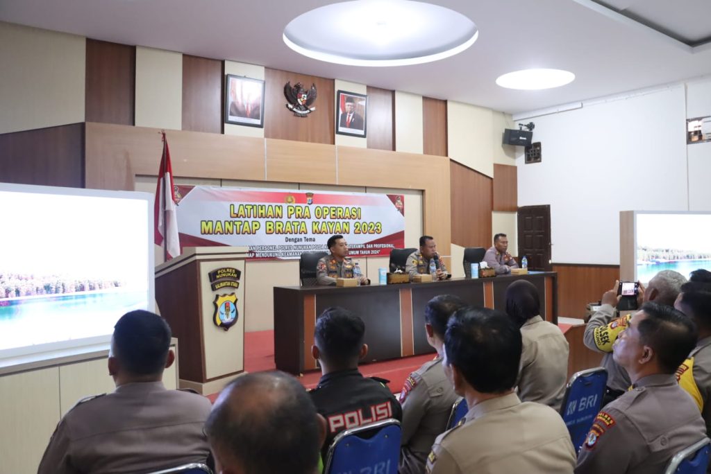 Latihan Pra Operasi (Latpra Ops) Mantap Brata Kayan Tahun 2023-2024 di ruang Aula Sebatik Polres Nunukan.