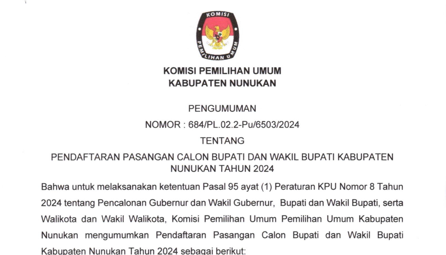 Pengumuman KPU Nunukan