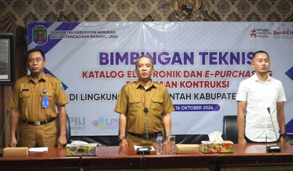 Asisten Pemerintahan dan Kesra Buka Bimtek Katalog Elektronik dan E-Purchasing Pekerjaan Konstruksi di Kab. Nunukan