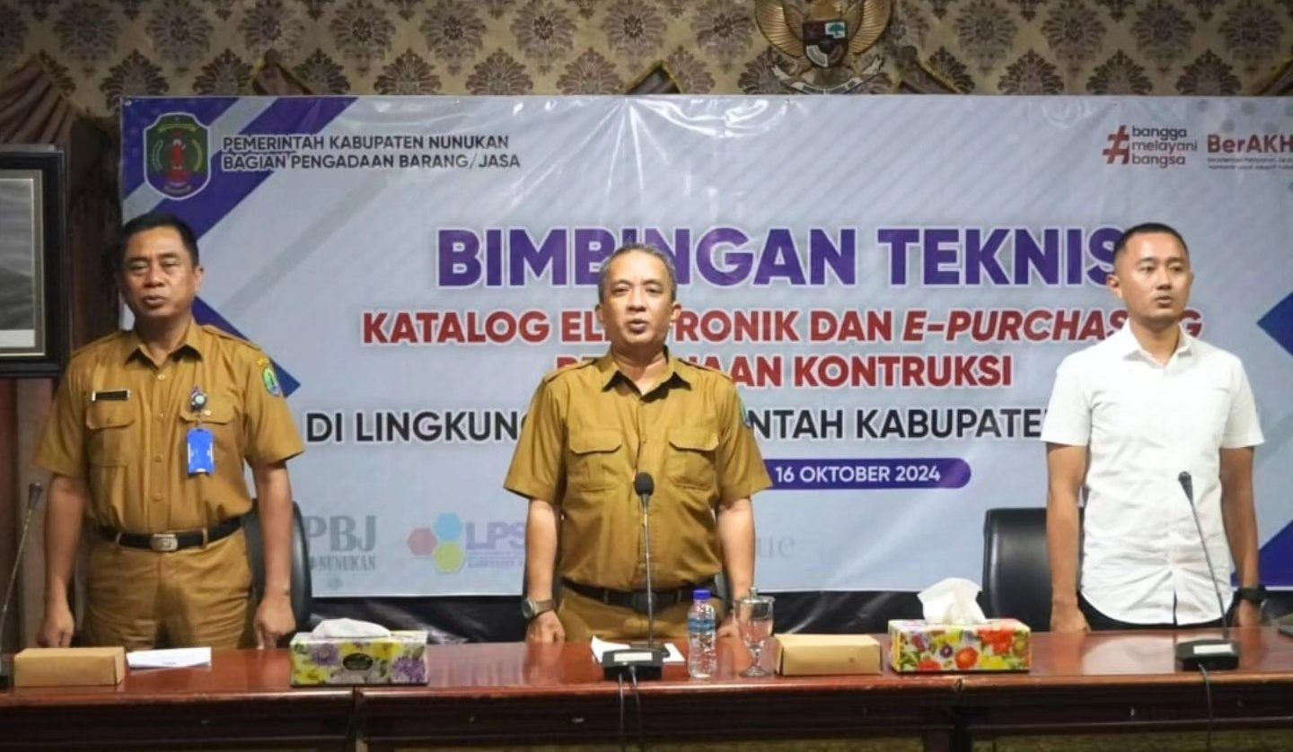 Asisten Pemerintahan dan Kesra Buka Bimtek Katalog Elektronik dan E-Purchasing Pekerjaan Konstruksi di Kab. Nunukan