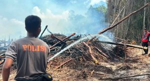 Polda Kaltara Kerahkan 35 Personel Padamkan Kebakaran Lahan Dua Hektare di Tanjung Selor